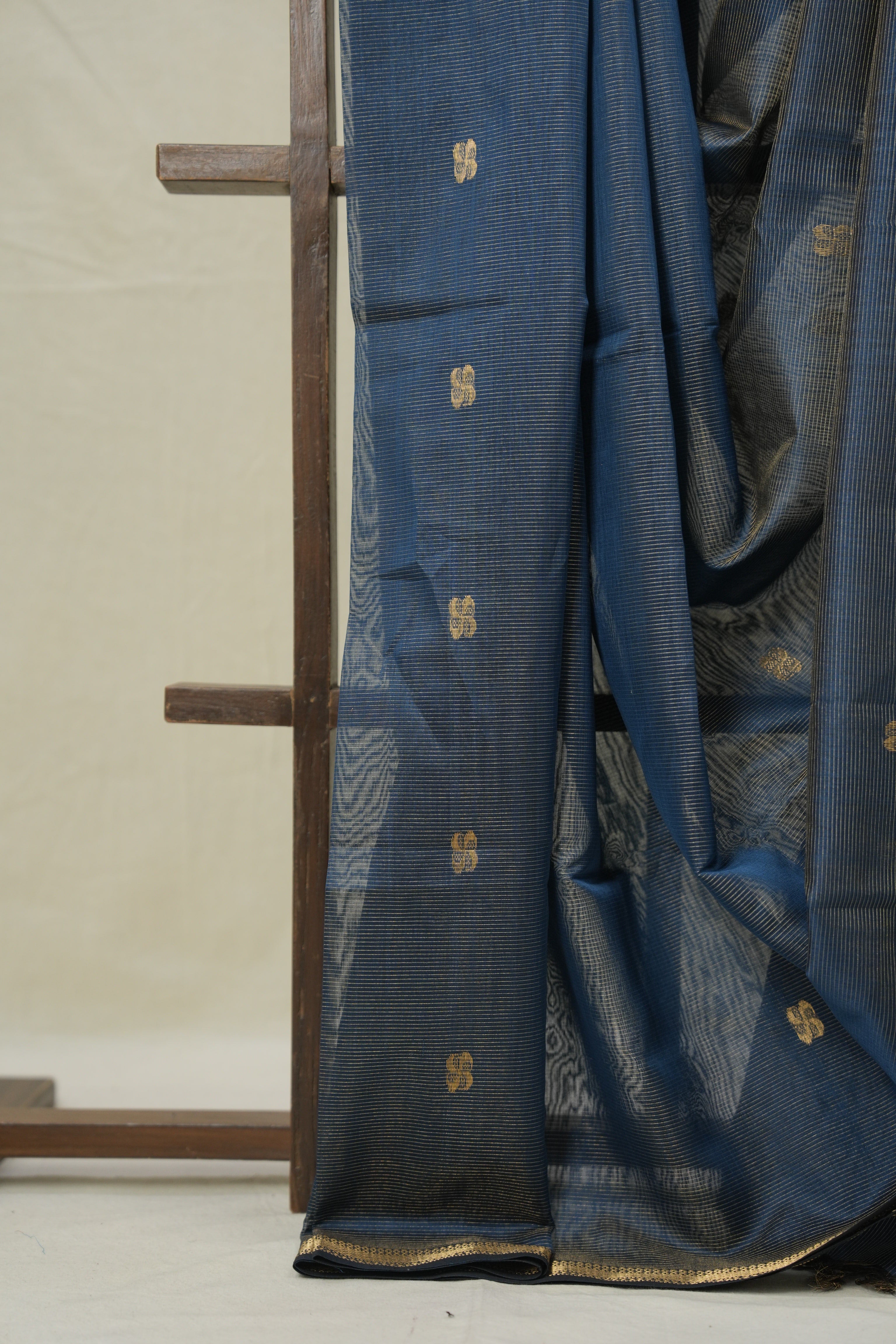 Peacock Blue Maheshwari Tissue Saree - SRPBMTS727