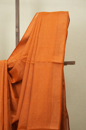 Orange Plain Tissue Linen Saree With Tassels - SROPTLS303