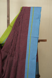 Maroon Checks Cotton Patteda Anchu Saree - SRMPAS358
