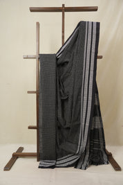 Black Big Checks Cotton Patteda Anchu Saree - SRBPAS344