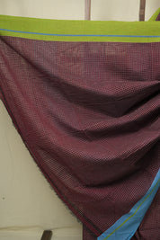 Maroon Checks Cotton Patteda Anchu Saree - SRMPAS358
