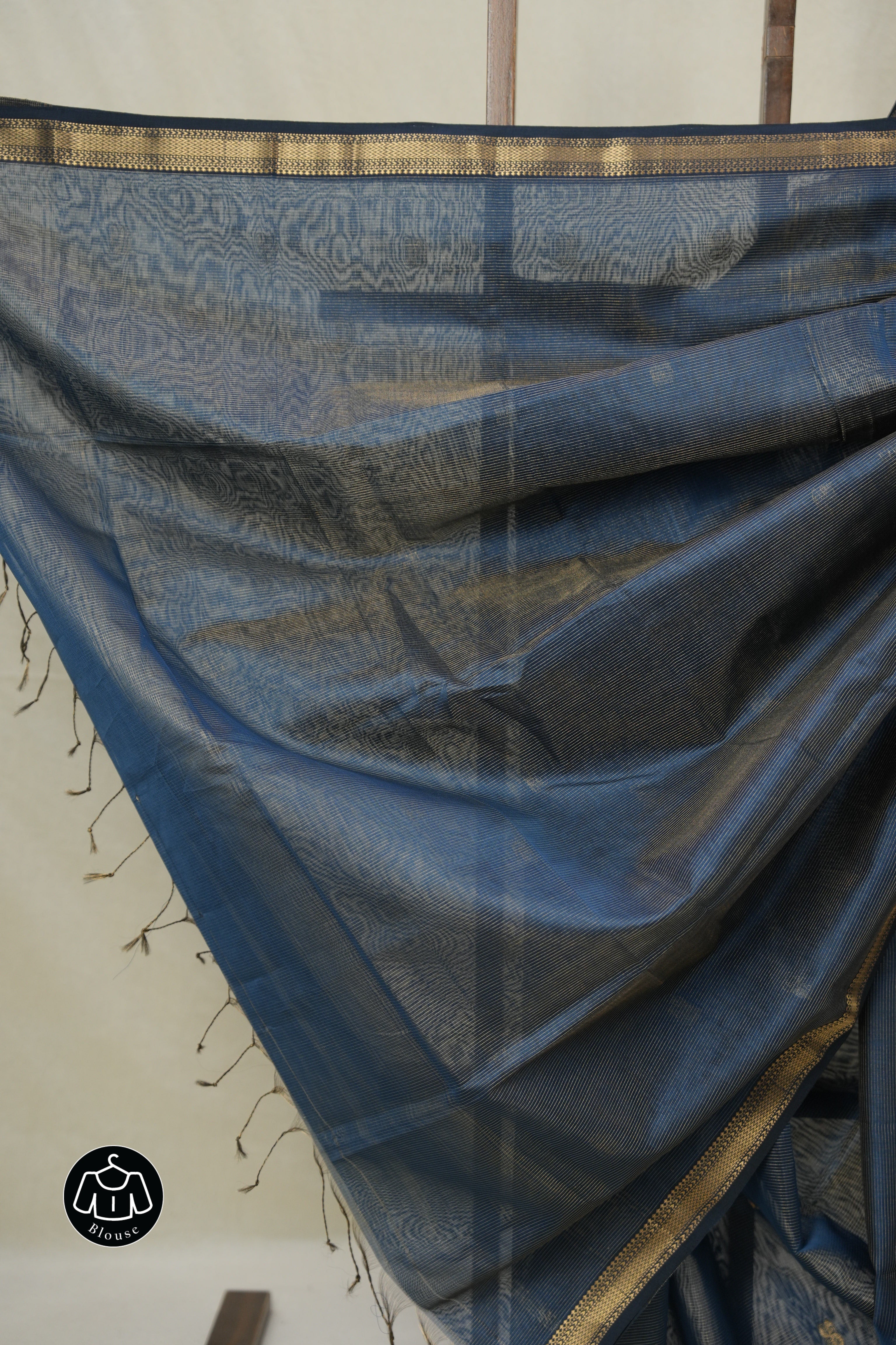 Peacock Blue Maheshwari Tissue Saree - SRPBMTS727