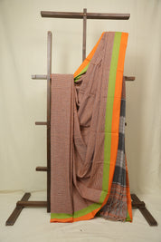 Peach Small Checks Cotton Patteda Anchu Saree - SRPPAS357