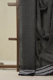 Black Big Checks Cotton Patteda Anchu Saree - SRBPAS344