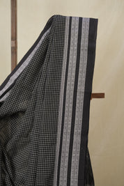 Black Big Checks Cotton Patteda Anchu Saree - SRBPAS344