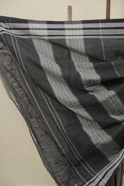 Black Big Checks Cotton Patteda Anchu Saree - SRBPAS344