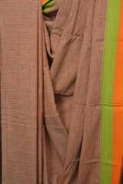 Peach Small Checks Cotton Patteda Anchu Saree - SRPPAS357