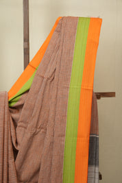 Peach Small Checks Cotton Patteda Anchu Saree - SRPPAS357