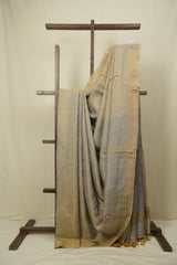 Grey Tissue Linen Jamdani Saree - SRGTLJS208