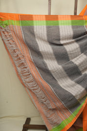 Peach Small Checks Cotton Patteda Anchu Saree - SRPPAS357