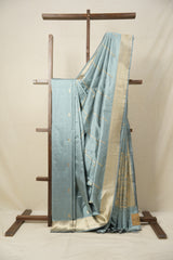 Metallic Blue Banarasi Silk Saree - SRMBBSS837