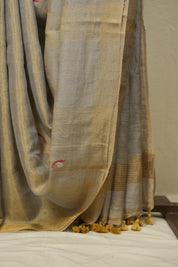 Grey Tissue Linen Jamdani Saree - SRGTLJS208