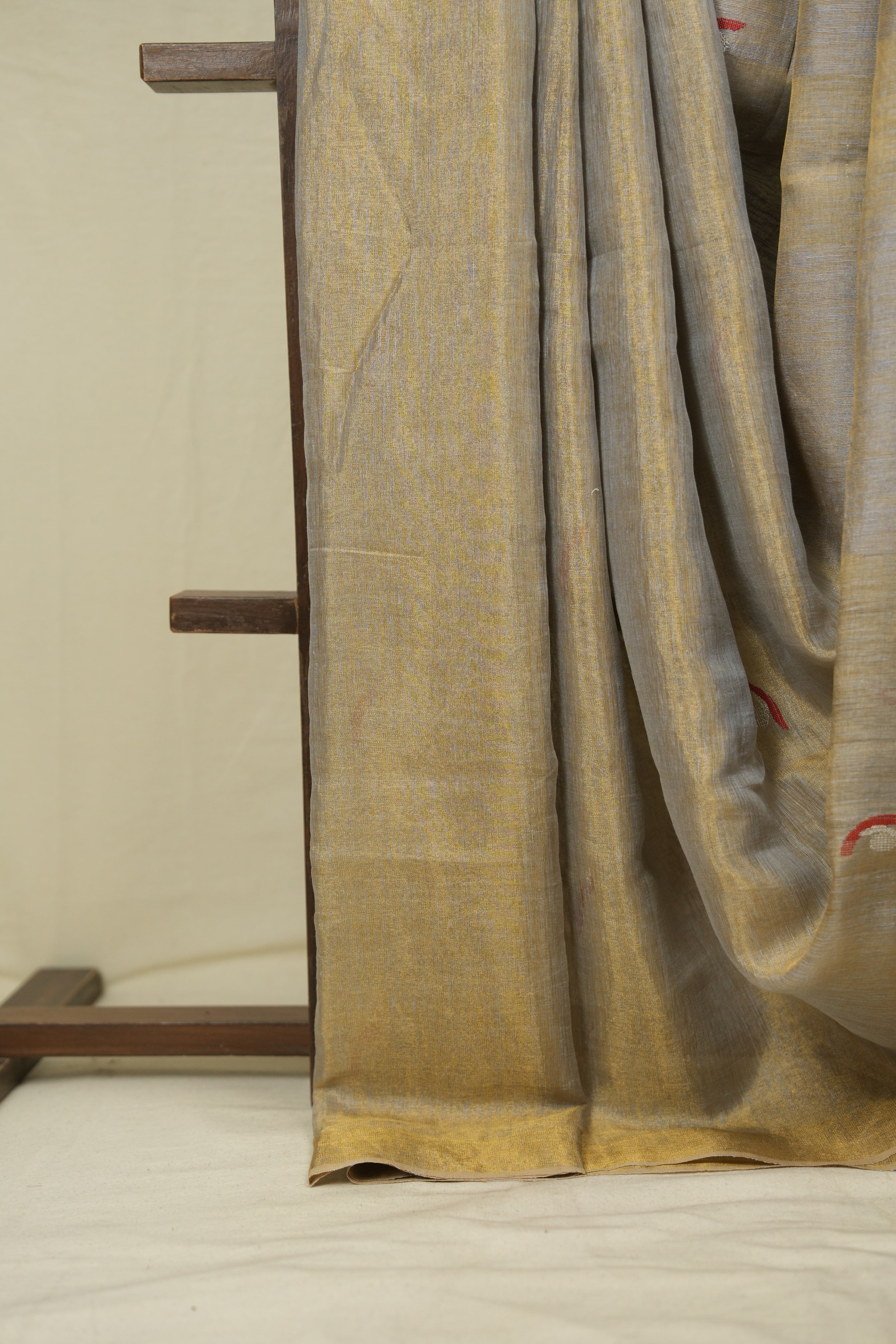 Grey Tissue Linen Jamdani Saree - SRGTLJS208