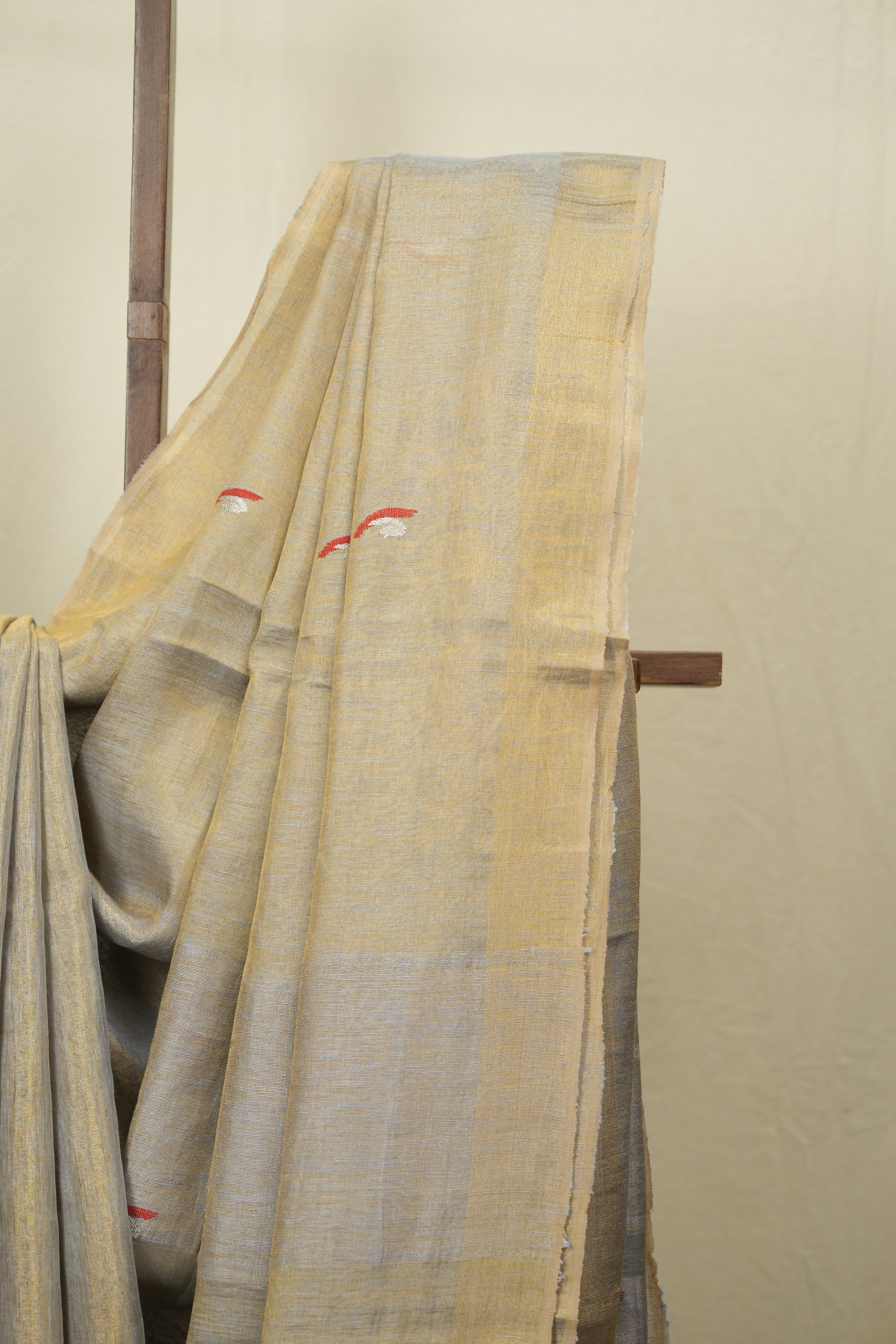 Grey Tissue Linen Jamdani Saree - SRGTLJS208