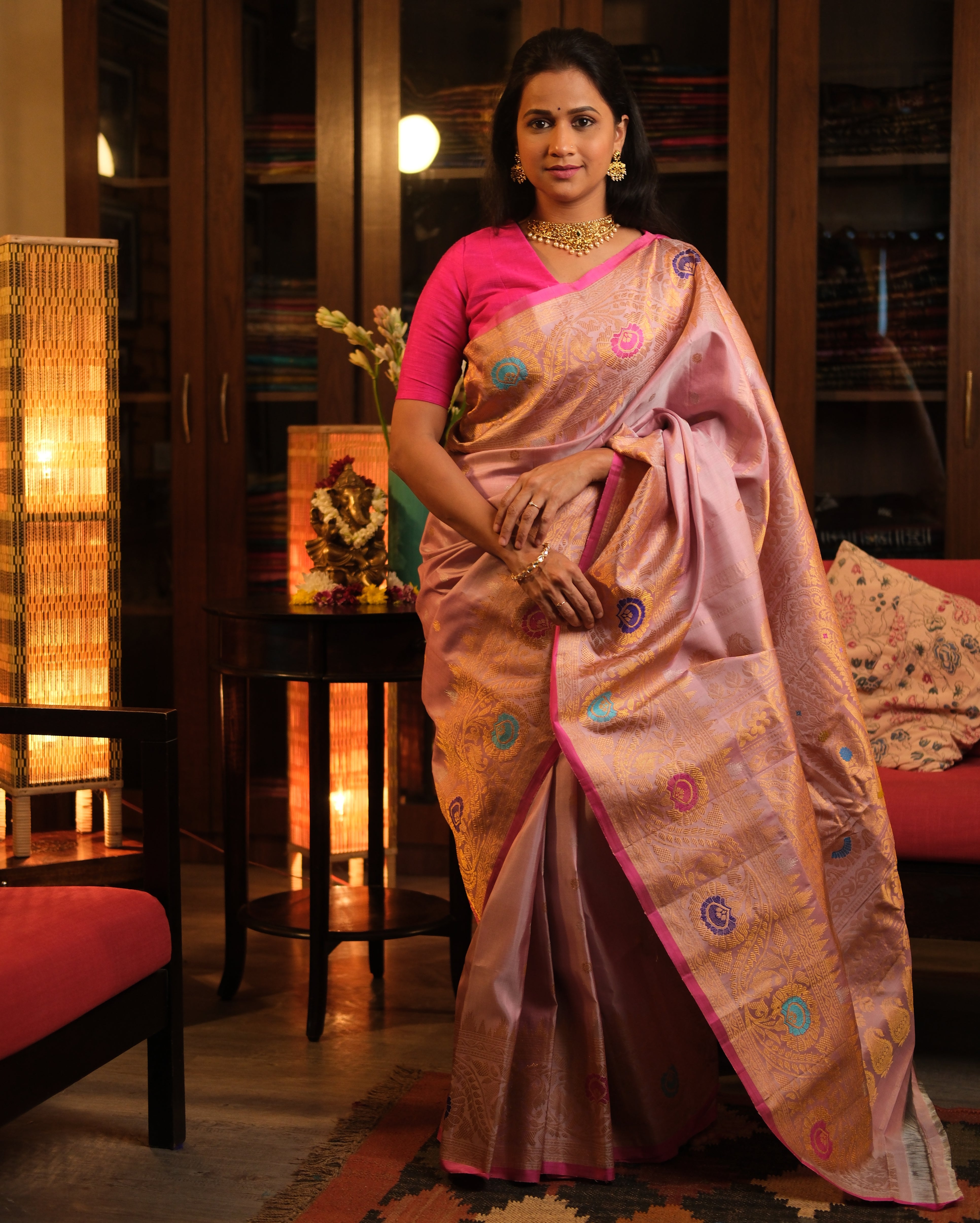 Pink Gadwal Silk Saree - SRPGSS466