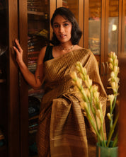 Mustard Tussar Silk Saree - SRMTSS1319