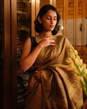 Mustard Tussar Silk Saree - SRMTSS1319