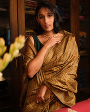 Mustard Tussar Silk Saree - SRMTSS1319
