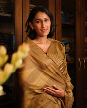 Mustard Tussar Silk Saree - SRMTSS1319