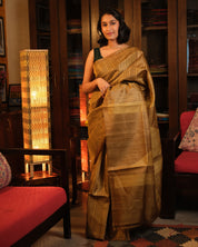 Mustard Tussar Silk Saree - SRMTSS1319