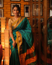 Turquoise Blue Silk Ilkal Saree - SRTBSIS141