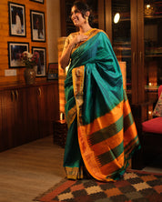 Turquoise Blue Silk Ilkal Saree - SRTBSIS141