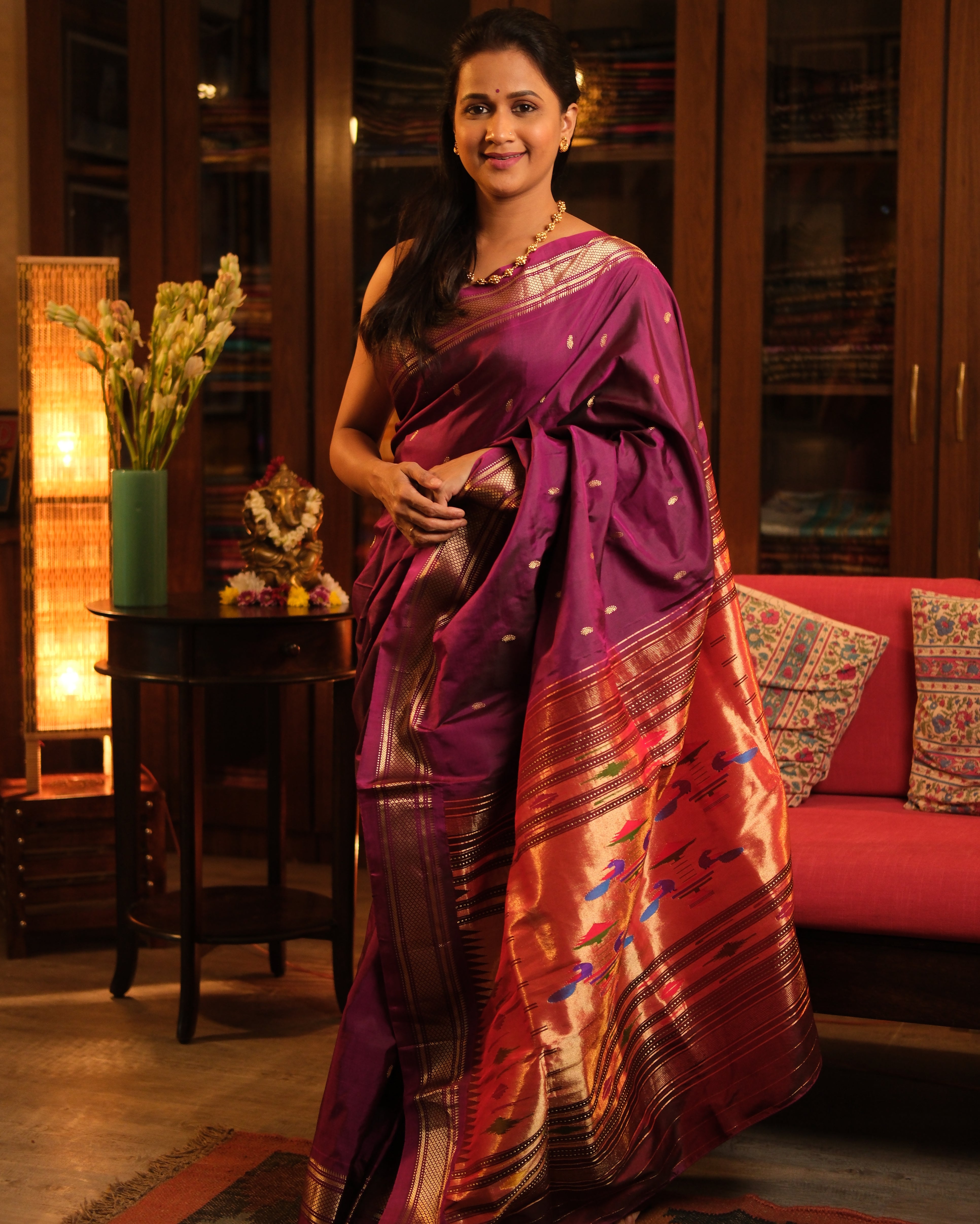Magenta Silk Paithani Saree - SRMSPS575