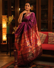 Magenta Silk Paithani Saree - SRMSPS575