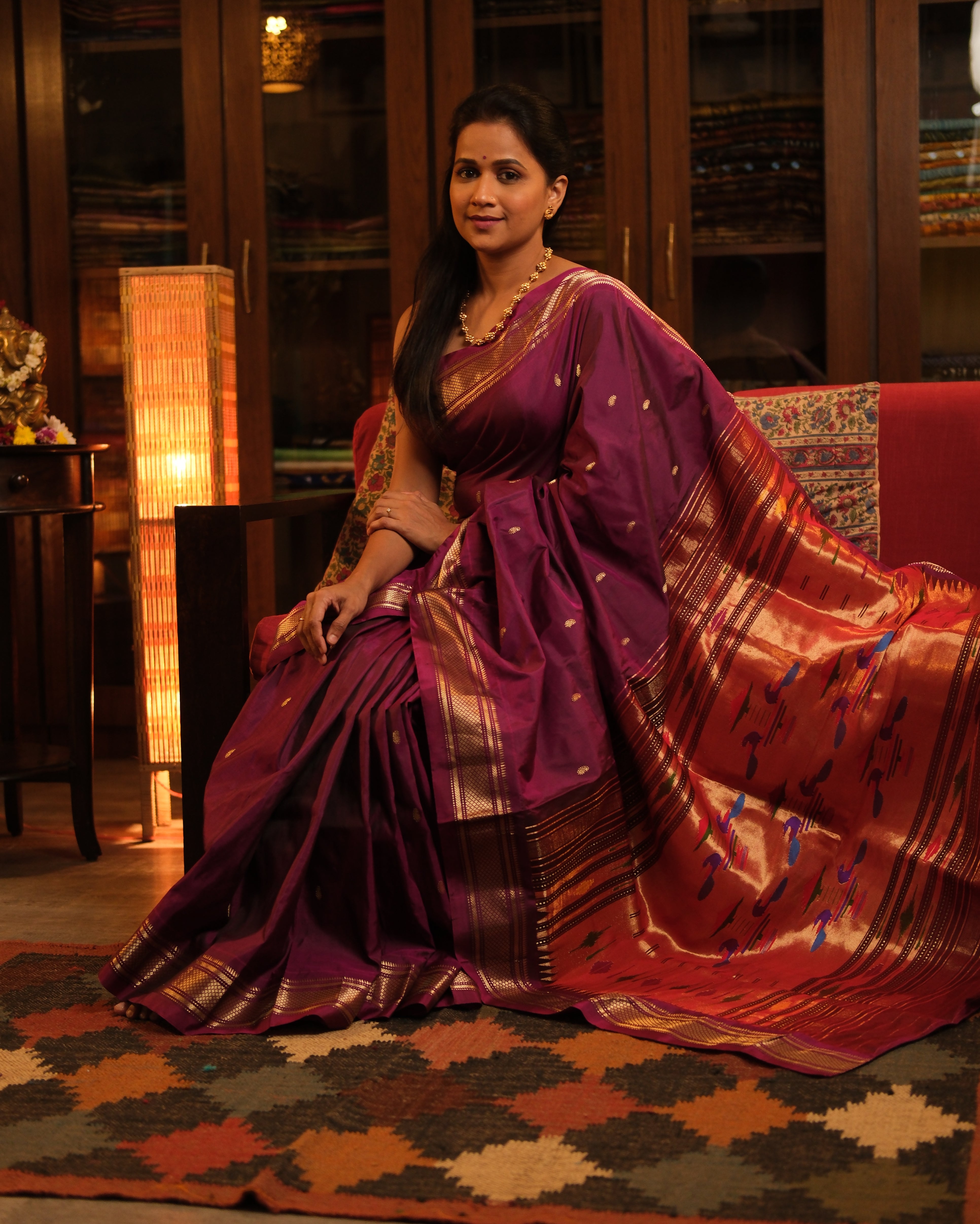 Magenta Silk Paithani Saree - SRMSPS575