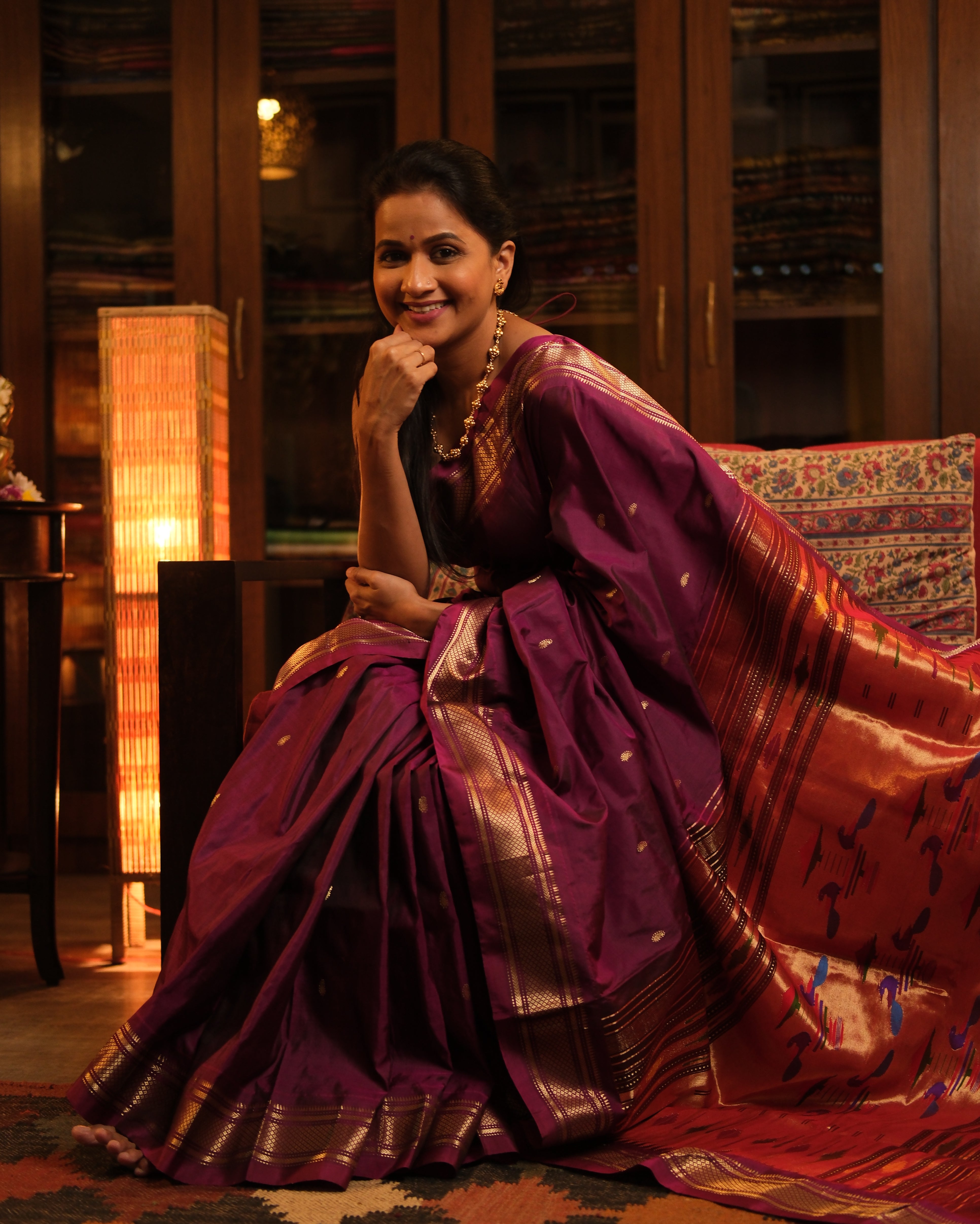 Magenta Silk Paithani Saree - SRMSPS575