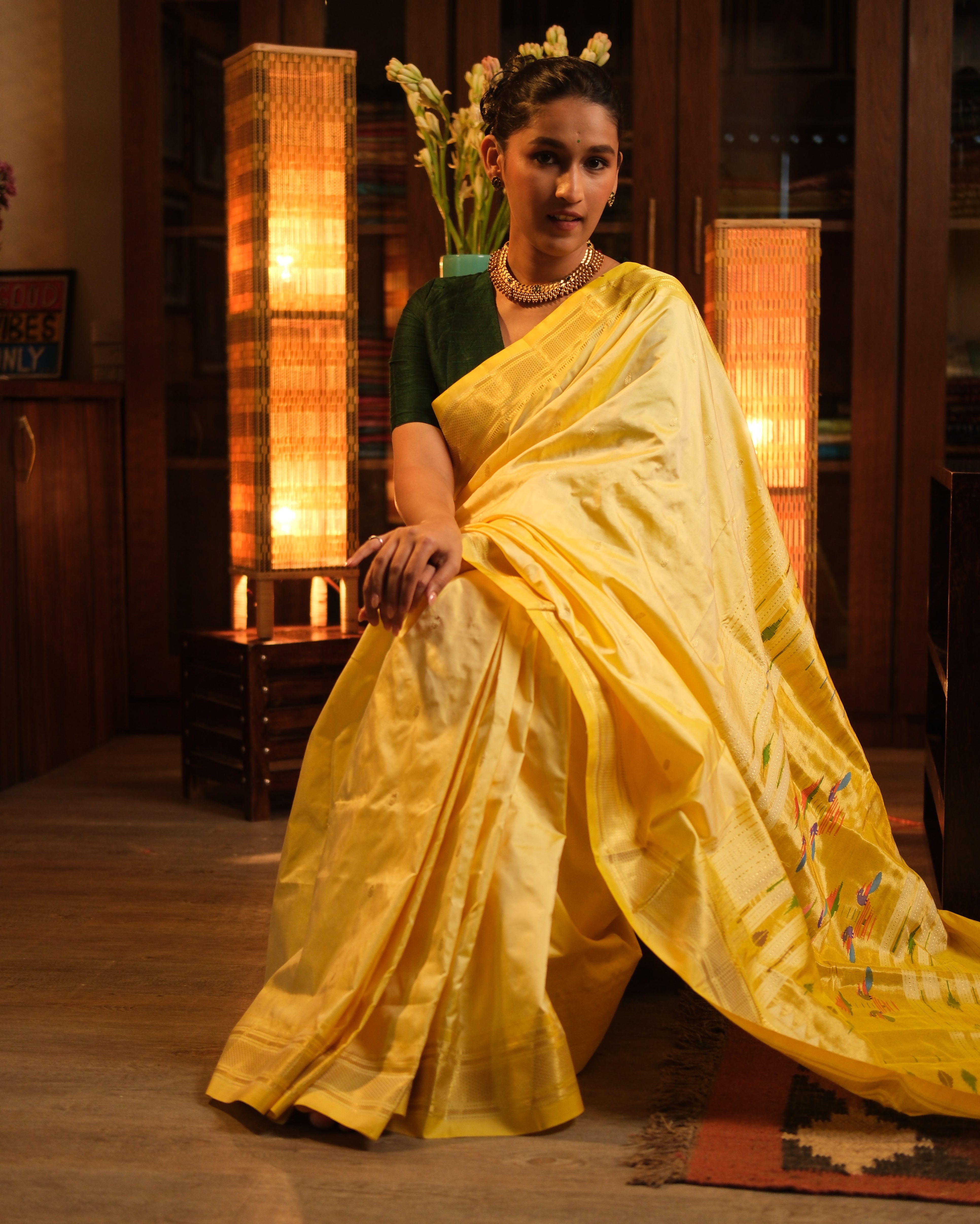 Yellow Silk Paithani Saree - SRYSPS604