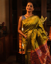 Olive Silk Paithani Saree - SROSPS617