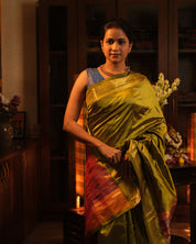 Olive Silk Paithani Saree - SROSPS617
