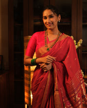 Red Cotton Paithani Saree - SRRCPS525