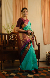 Turquoise Kanjeevaram Silk Saree - SRTKSS824