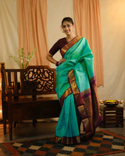 Turquoise Kanjeevaram Silk Saree - SRTKSS824