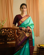 Turquoise Kanjeevaram Silk Saree - SRTKSS824
