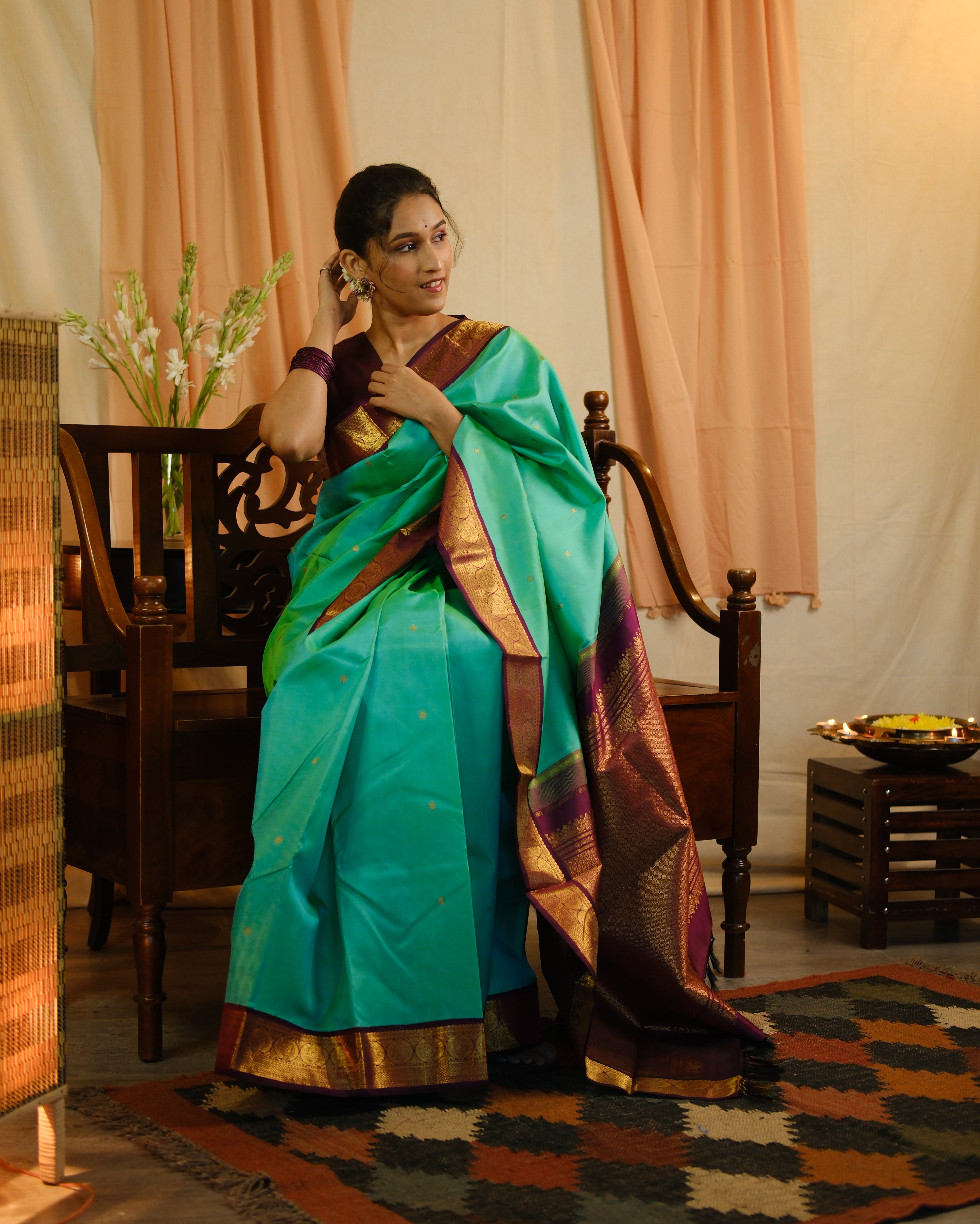 Turquoise Kanjeevaram Silk Saree - SRTKSS824
