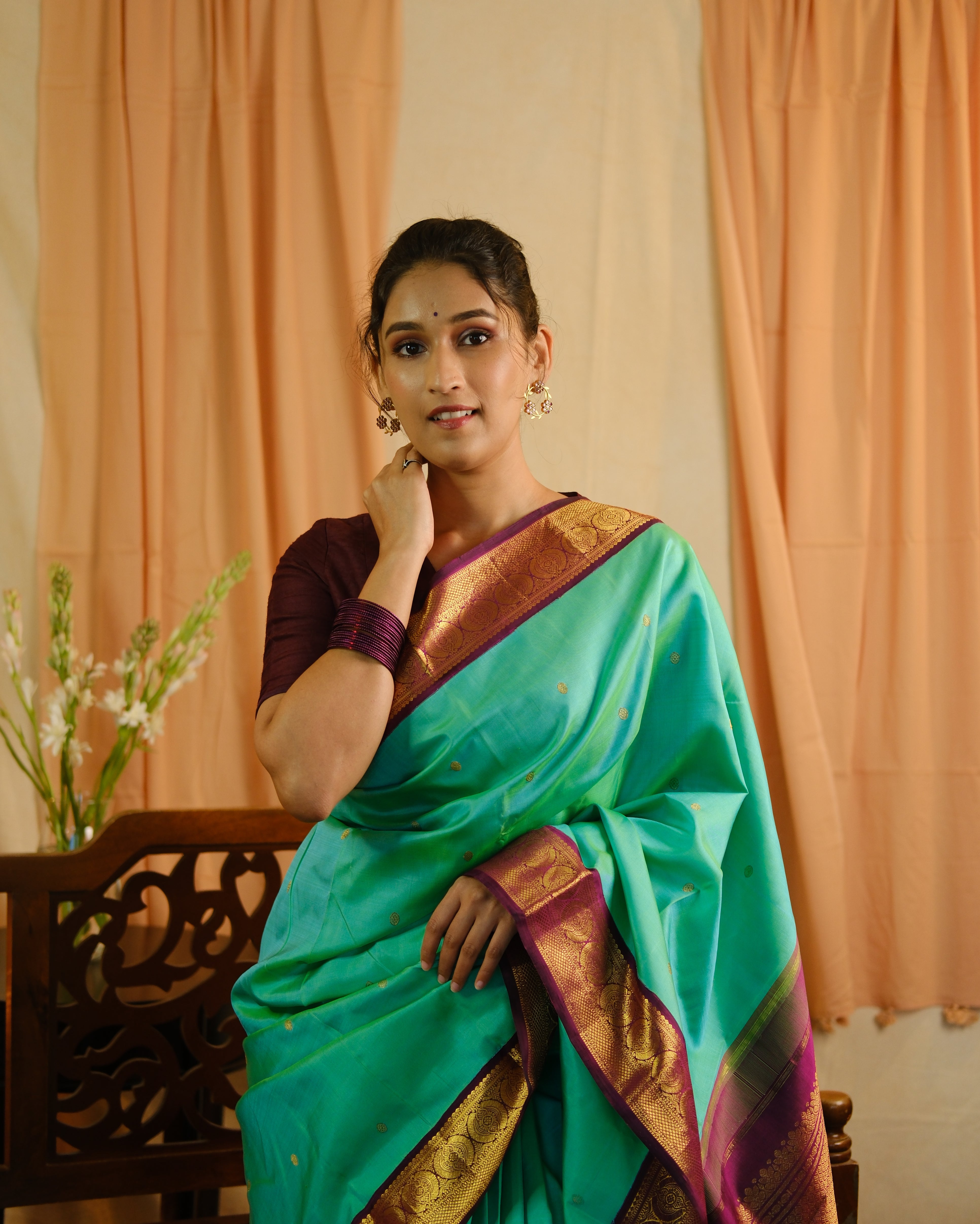 Turquoise Kanjeevaram Silk Saree - SRTKSS824