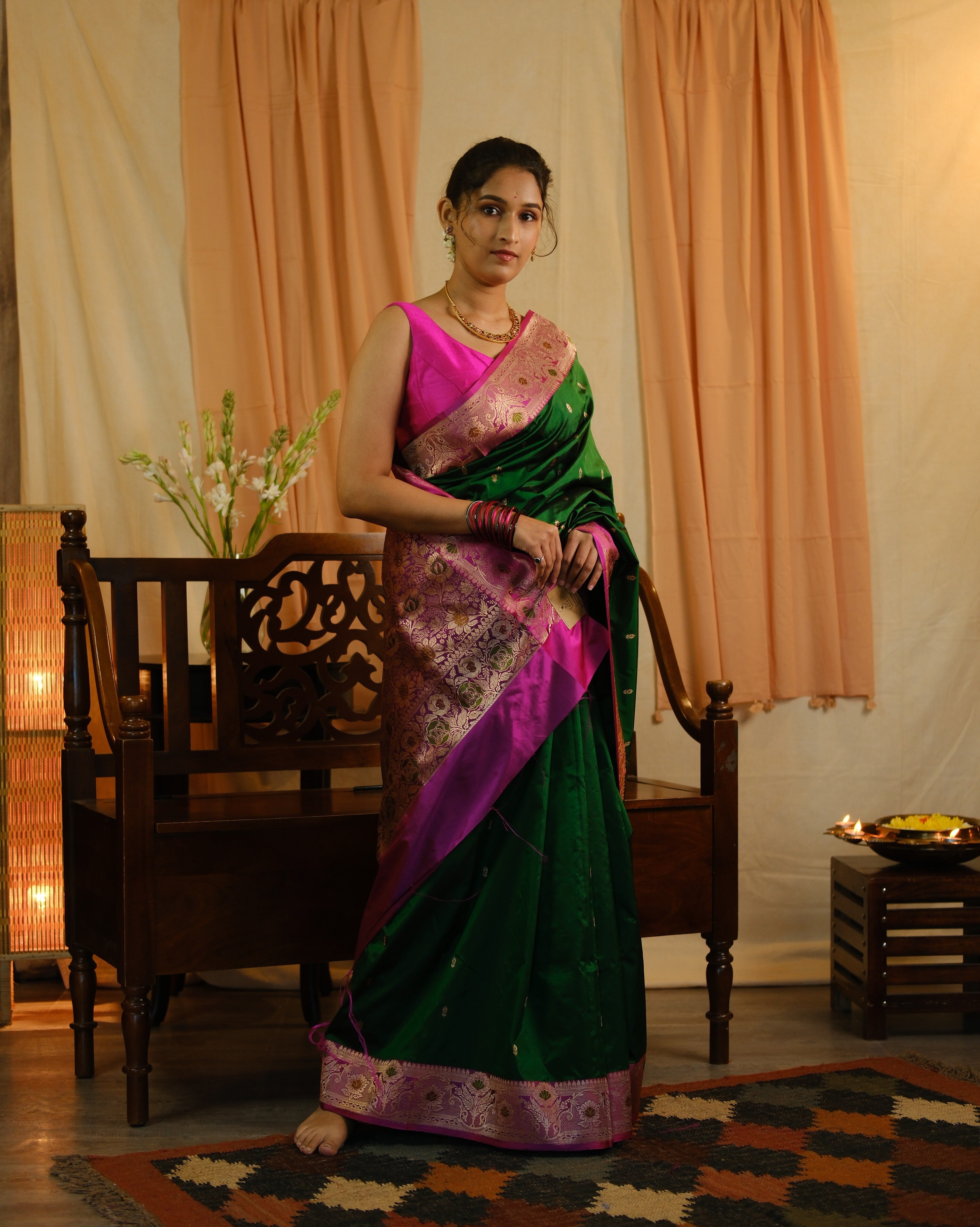 Green Banarasi Silk Saree - SRGBSS718