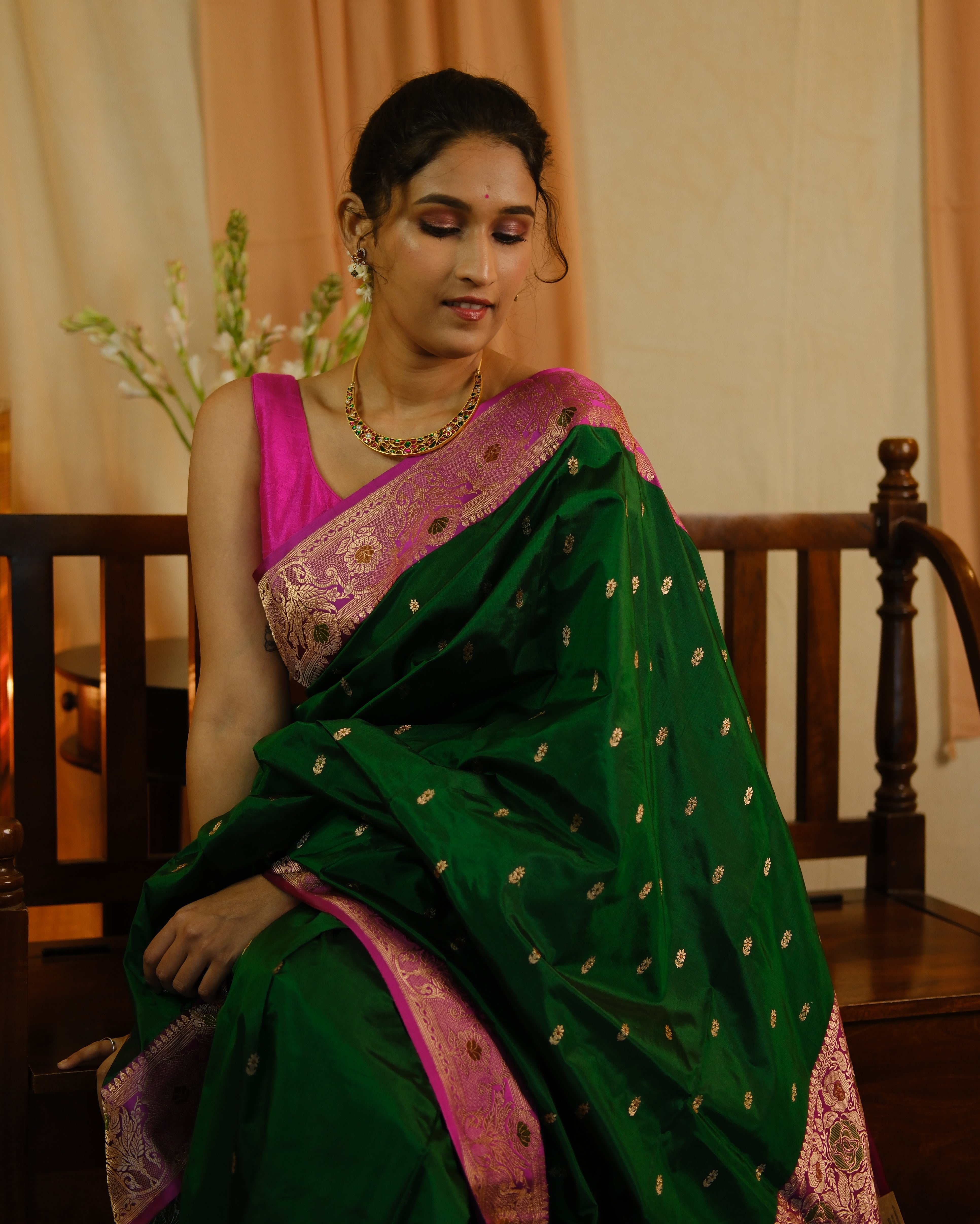 Green Banarasi Silk Saree - SRGBSS718