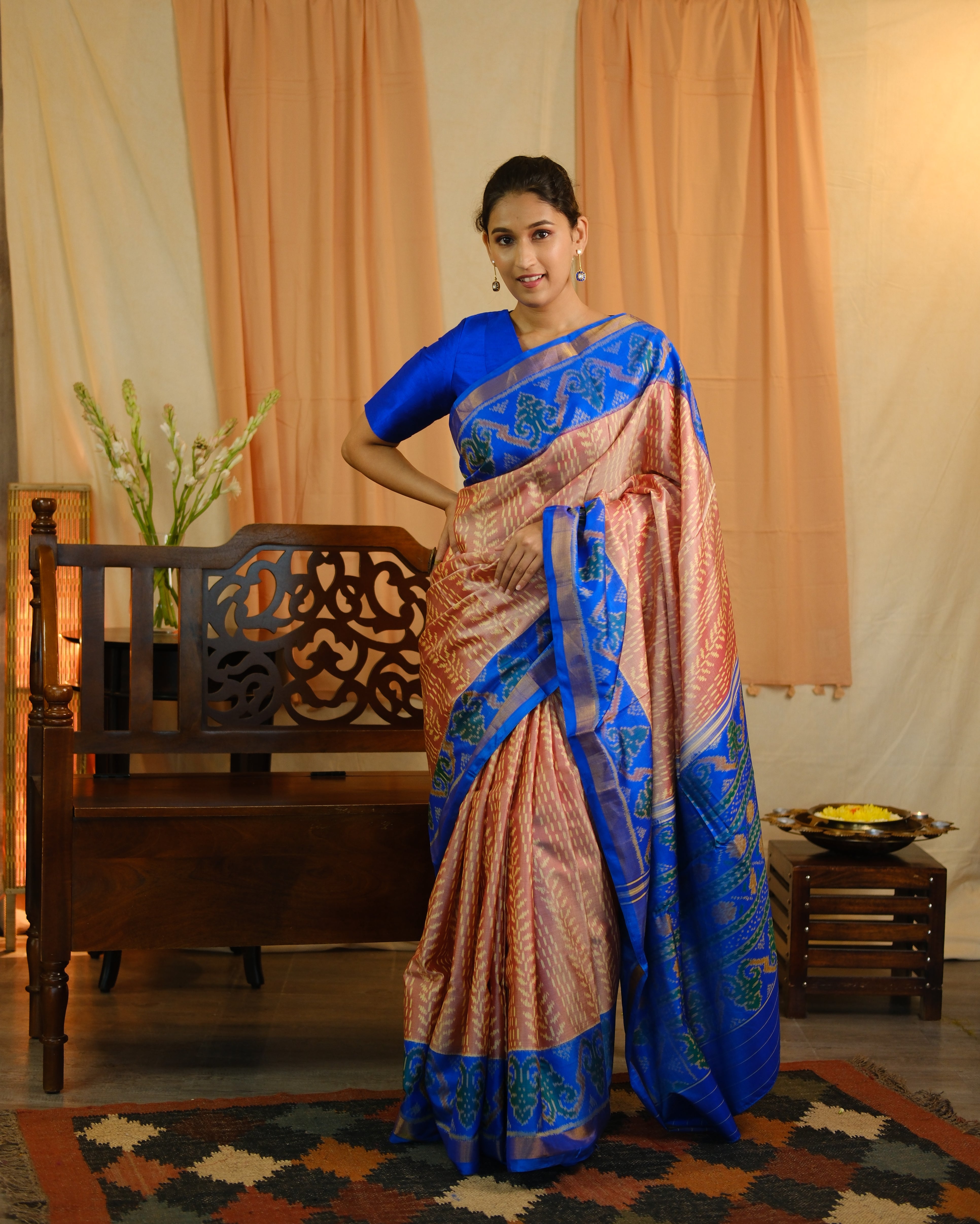 Dusty Red Rajkot Patola Silk Saree - SRDRRPSS280