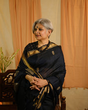 Midnight Blue Raw Silk Saree - SRMBRSS685