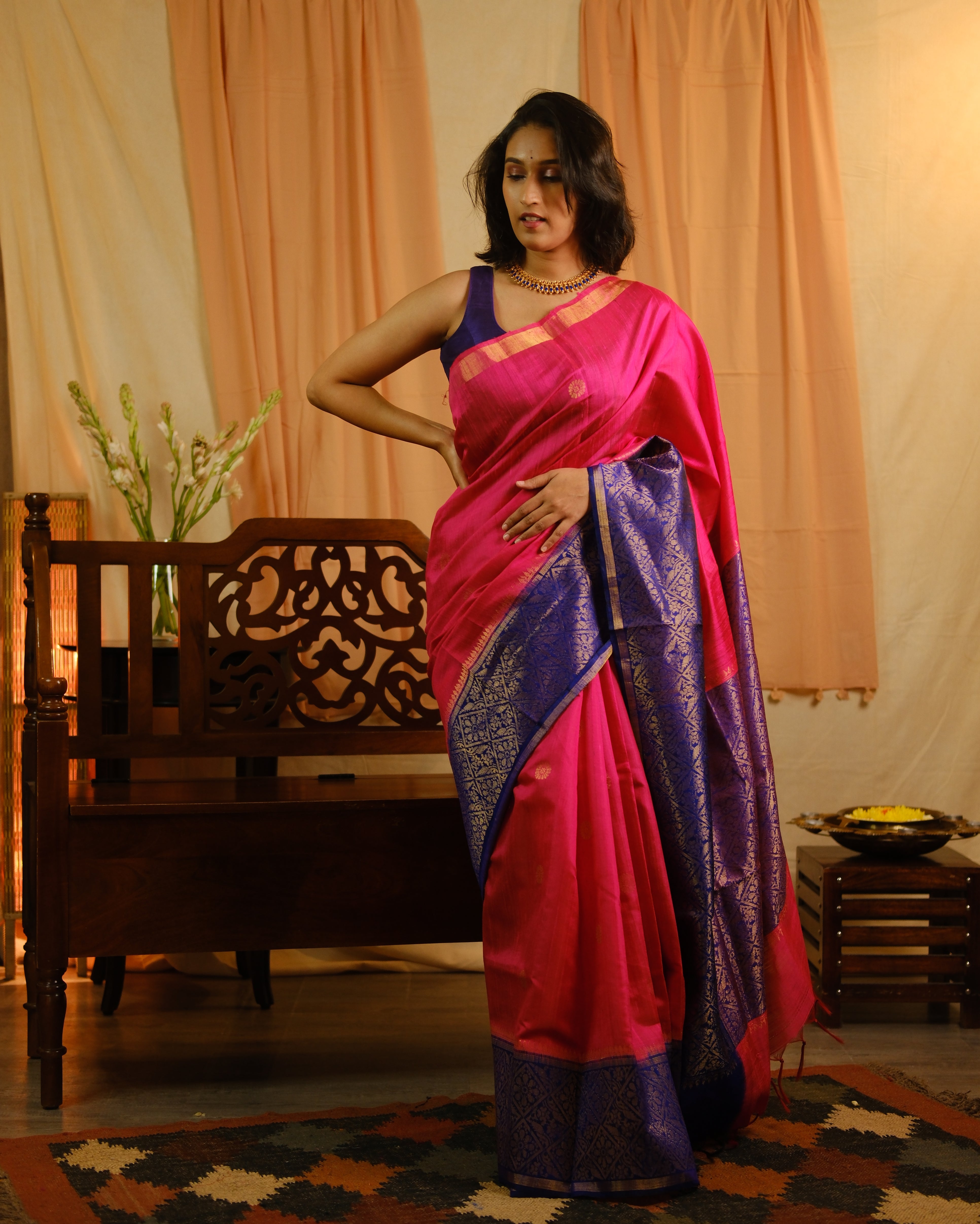 Pink Raw Silk Saree - SRPRSS697