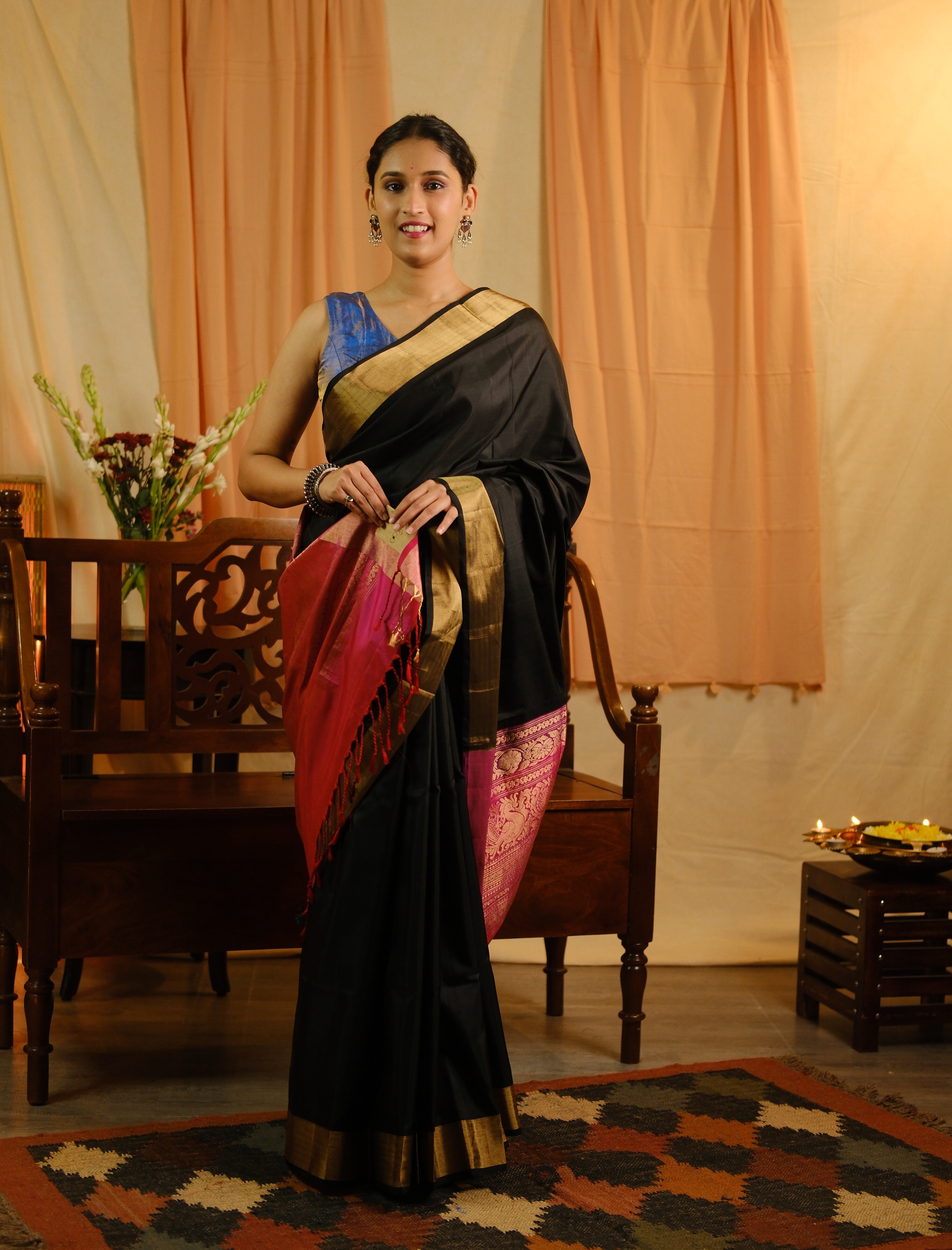 Black  Soft Silk Saree - SRBSSR227