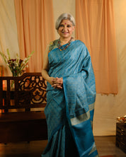 Rama Blue Tussar Silk Saree - SRRBTSS1252