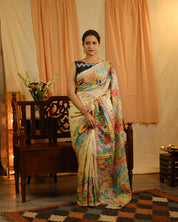 Beige Tussar Silk Saree - SRBTSS1372