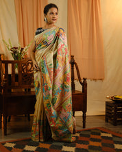Beige Tussar Silk Saree - SRBTSS1372