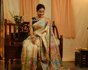 Beige Tussar Silk Saree - SRBTSS1372