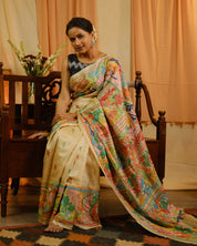 Beige Tussar Silk Saree - SRBTSS1372